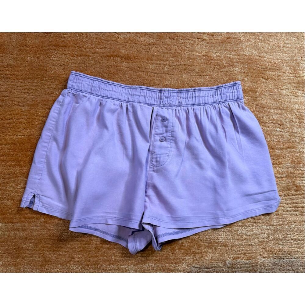 Victoria’s Secret PINK Lavender Sleep Boxer Shorts Logo Womens XS